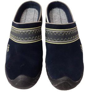 Ryka Nitracel Womens 7.5 Black Leather Suede Slip On Mules Clogs Sandals  Shoes